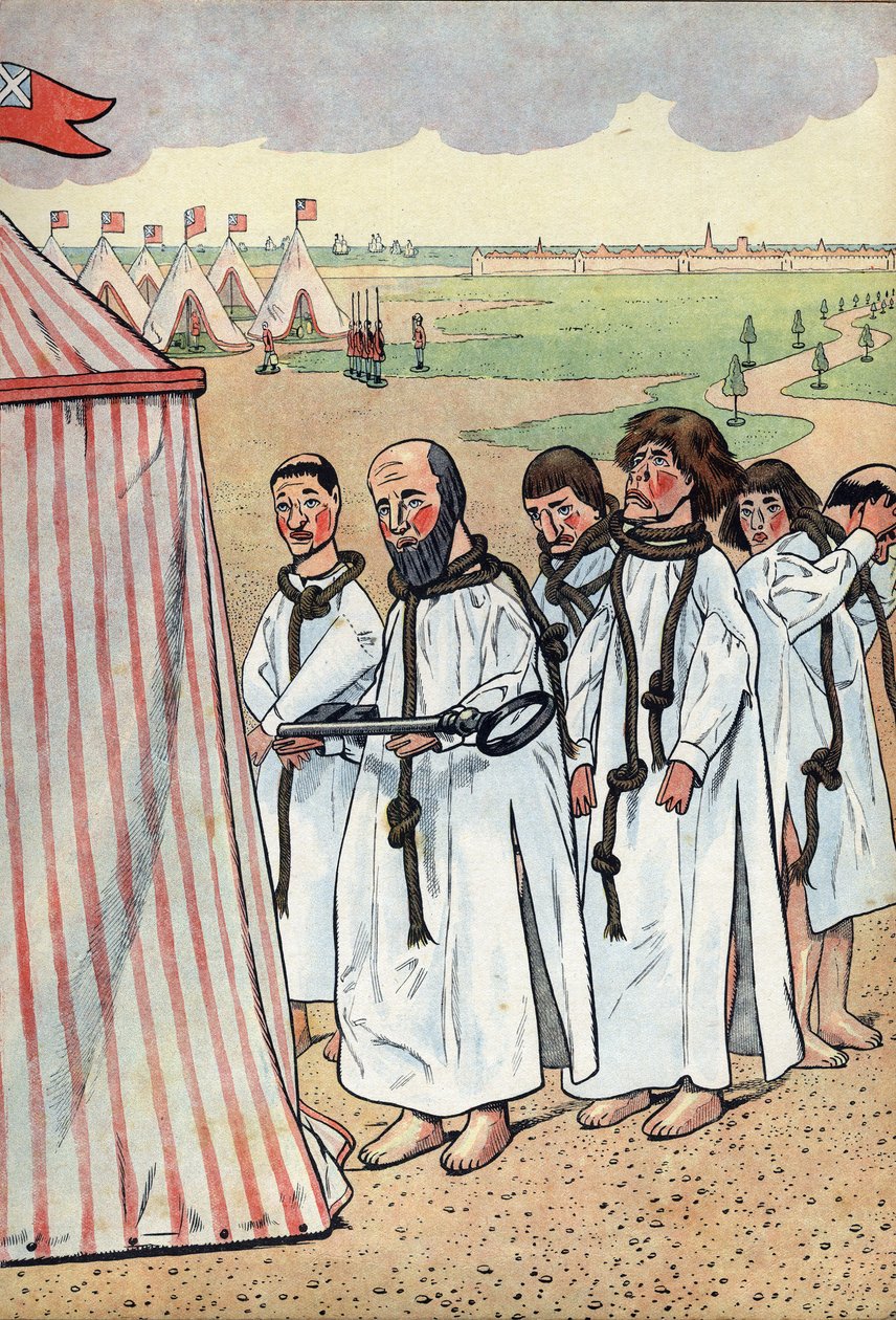 Scena historii Francji w zabawkach: Burżua z Calais. Oblężenie Calais w 1347 roku i pożegnanie Eustachego św. Piotra, najbardziej znanego z sześciu mieszczan Calais, który udał się do króla Anglii Edwarda III, aby wyprosić łaskę autorstwa pseudonym for Onfray de Breville Jacques Job