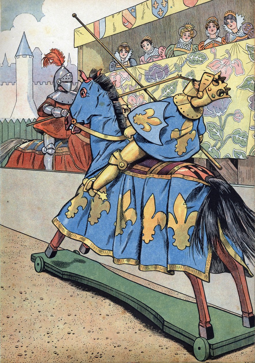 Scena z historii Francji w zabawkach: Śmierć króla Francji Henryka II (1519-1559). W dniu ślubu jego córki Elżbiety z Filipem II Hiszpańskim, 30 czerwca autorstwa pseudonym for Onfray de Breville Jacques Job