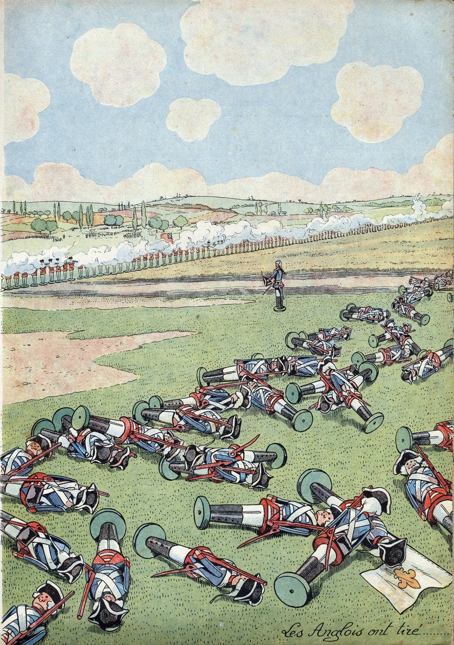 Scena historii Francji w zabawkach: Wojna o sukcesję Austrii (1740-1748). Oddział piechoty armii francuskiej zabity przez Anglików w bitwie pod Fontenoy w dniu 11 maja 1745. W „” Joujoux a l