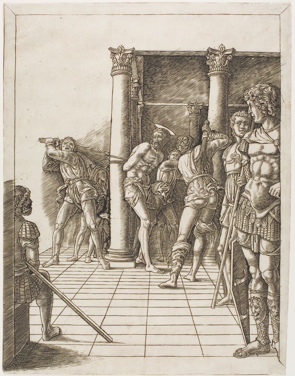 Biczowanie Chrystusa chodnikiem autorstwa school of Andrea Mantegna