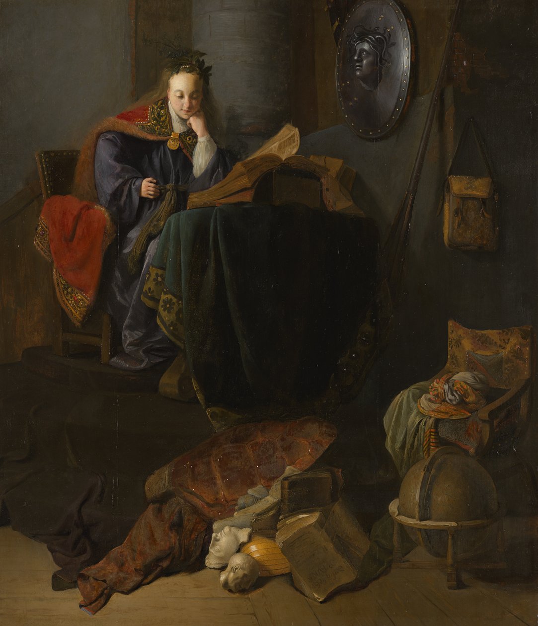 Minerwa, 1630 r autorstwa studio of Rembrandt Harmensz. van Rijn