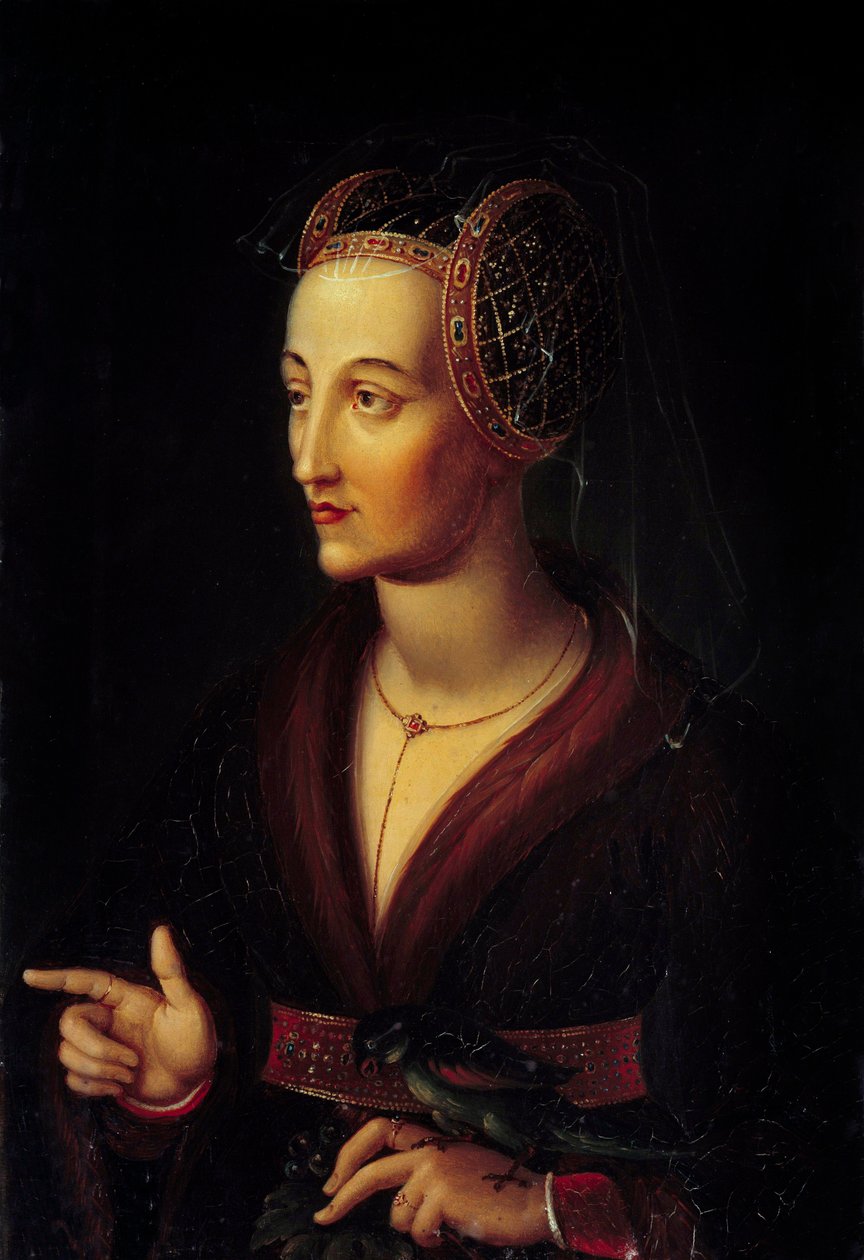 Portret Izabeli Portugalskiej, księżnej Burgundii (1397-1472) Obraz Vincenta Nicolasa Raverata (1801-1865) XIX w. Słońce. 0,43x0,3m² autorstwa vincent Nicolas Raverat