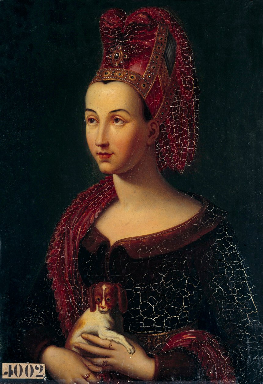 Portret Małgorzaty Flandrii, księżnej Burgundii (1350-1405) - Na czele z liripionem - Obraz Vincenta Nicolasa Raverata (1801-1865) (ec.fr.) XIX w. Niedz. 0,43x0,3m² autorstwa vincent Nicolas Raverat