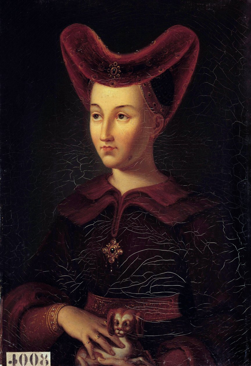 Portret Małgorzaty de Baviere, księżnej Burgundii (1363-1423) Obraz Vincenta Nicolasa Raverata (1801-1865) z oryginału z 1423. 1847. Słońce 0,42x0,3 m autorstwa vincent Nicolas Raverat