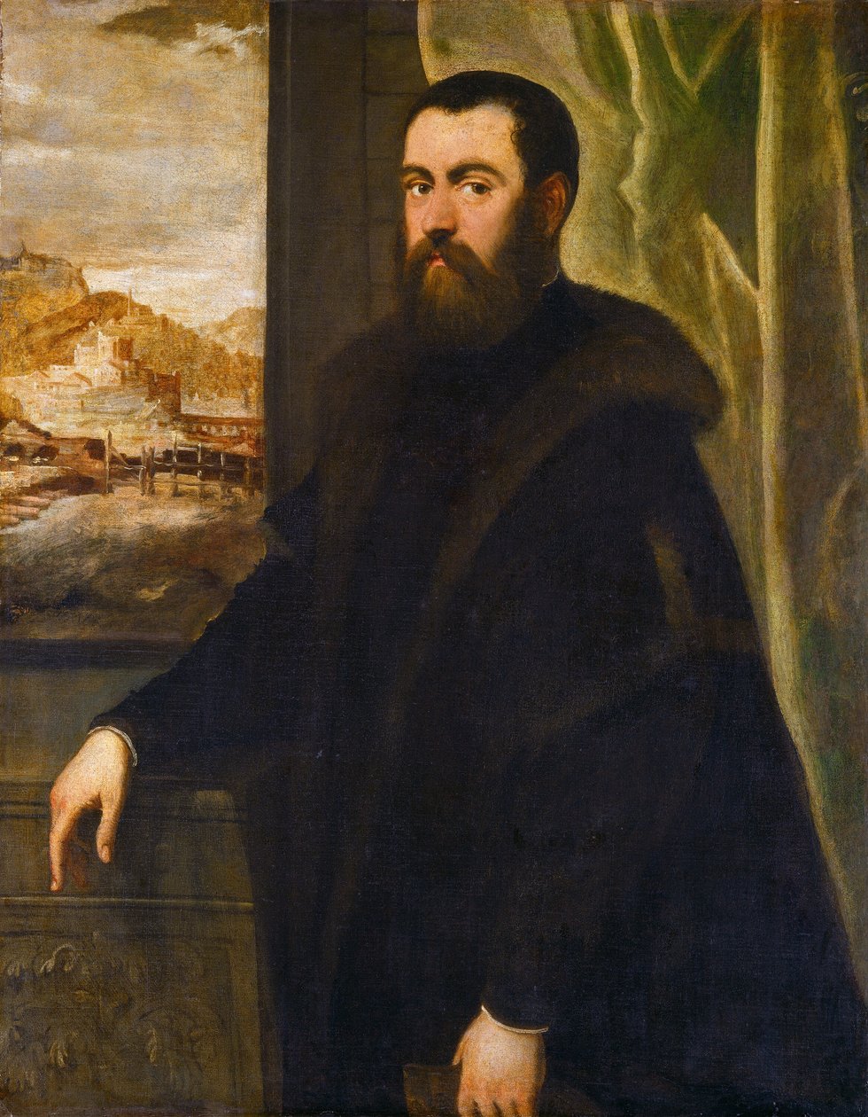 Portret mężczyzny z widokiem na krajobraz autorstwa with landscape by Maarten de Vos Jacopo Tintoretto