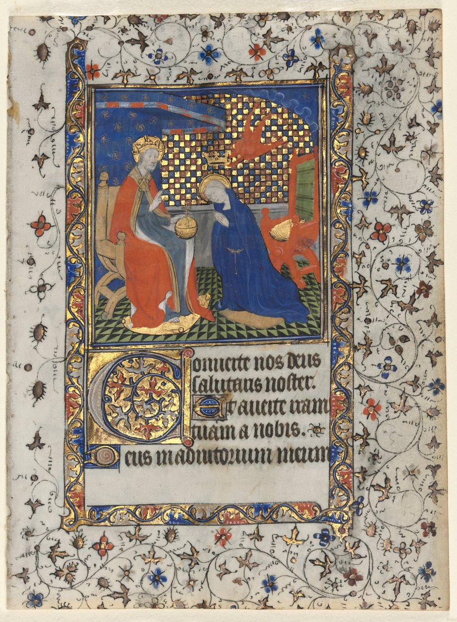 Bifolio z Księgi Godzin: Koronacja Dziewicy autorstwa workshop of Boucicaut Master