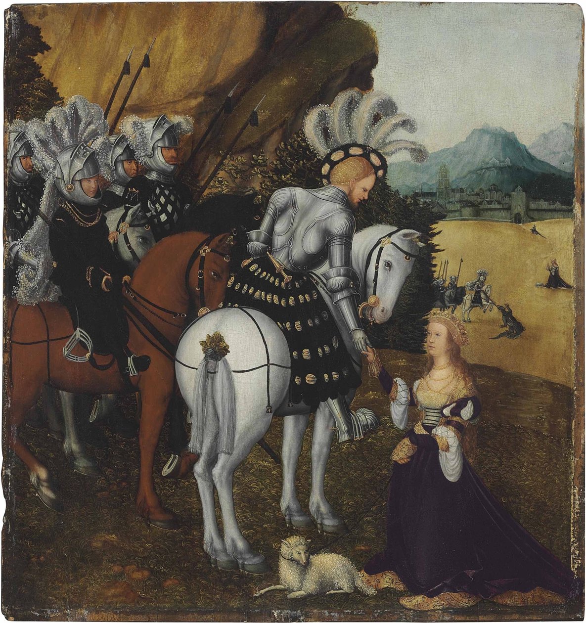 Cesarz Maksymilian I jako św autorstwa workshop of Lucas Cranach the Elder