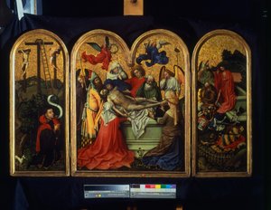 Tryptyk Seilern - Złożenie do grobu, ok. 1425 (farba, złoty płatek na desce)