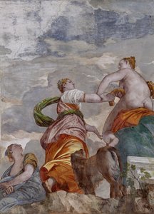 Fortuna, ambicja i zazdrość, pokój małego psa, fragment z 2632662 autorstwa Veronese