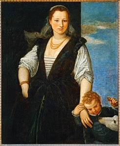 Portret kobiety z dzieckiem i psem - Portrait de femme avec un enfant et un chien ...