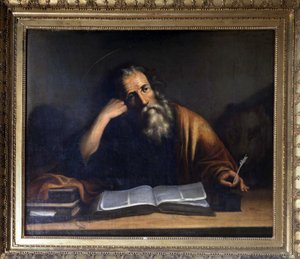 Św. Marek piszący Ewangelię - przypisywany Veronese, kościół La Turbie. autorstwa Veronese