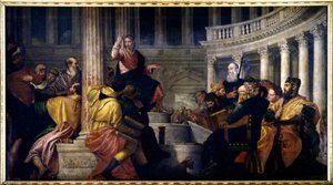 Jezus rozmawia z lekarzami. Obraz Paolo Veronese (1528-1588) autorstwa Veronese