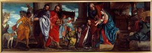Adoracja Trzech Króli Obraz Paolo Caliari dit Paolo Veronese (1528-1588) XVI-wieczne słońce. 1,34x2,94 m Lyon, Muzeum Sztuk Pięknych autorstwa Veronese