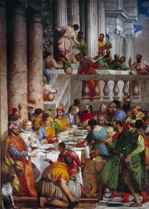 Wesele Kany, szczegół: Posiłek książąt. Fresk Paolo Veronese (1528-1588) Ec. pt. autorstwa Veronese