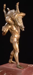 Herkules i dzik erymantyjski (brąz złocony) autorstwa Giambologna