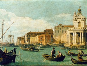 Punta della Dogana i kanał Giudecca, Wenecja (olej na płótnie) autorstwa Canaletto