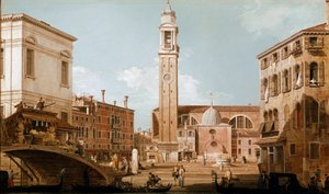 Widok na campo dei santi apostoli w Wenecji (olej na płótnie) autorstwa Canaletto
