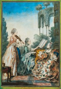 Trzy córki kompozytora Josepha-Nicolas-Pancrace Royer (ok. 1705-1755) wykonujące muzykę baletu Zaide