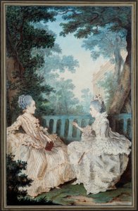 Madame de Breget i Madame de Cassine Akwarela autorstwa Louis carrogis dit Carmontelle (1717-1806) XVIII wiek. Paryż, Muzeum Carnavalet autorstwa Carmontelle
