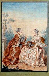 Madame de Julienne i Madame de Serre wykonujące akwarelową muzykę Louisa carrogis dit Carmontelle (1717-1806) XVIII wiek. Paryż, Muzeum Carnavalet autorstwa Carmontelle