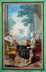 Monsieur and Madame Despourdons akwarela Louis Carrogis Carmontelle (1717-1806) 1766 Paryż, Musee Carnavalet autorstwa Carmontelle