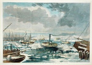 Przełamywanie lodu w Nowym Jorku - widok z East River, opublikowane w Harper
