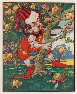 Ilustracja do Podróży Guliwera Jonathana Swifta (kolorowa litografia) autorstwa (after) American School