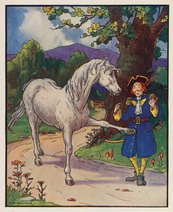 Ilustracja do Podróży Guliwera Jonathana Swifta (kolorowa litografia) autorstwa (after) American School