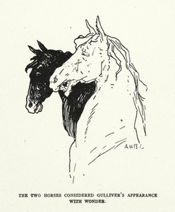 Ilustracja do Podróży Guliwera Jonathana Swifta (litografia) autorstwa (after) American School