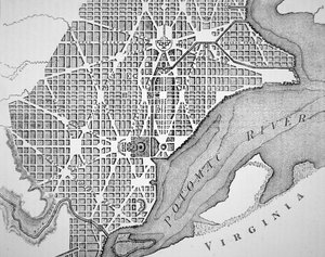 Plan miasta Waszyngton, jak pierwotnie określono w 1793 (grawerowanie)