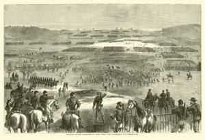 Stanowisko Armii Konfederacji w momencie ogłoszenia kapitulacji, kwiecień 1865 (rycina) autorstwa (after) American School