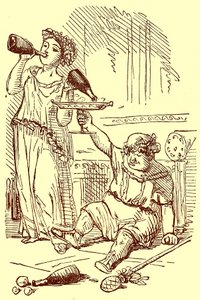 Grupa bachanalijska, z bardzo starej wazy, ilustracja z „Komiksowej historii Rzymu” Gilberta Abbotta a Becketta, opublikowana ok. 1850 r. (obraz ulepszony cyfrowo) autorstwa (after) English School