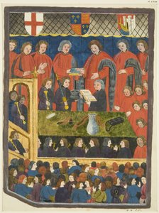 Kopie ilustracji z kalendarza Ricarta - Uroczystość zaprzysiężenia burmistrza Bristow (ołówek i akwarela na papierze) autorstwa (after) English School