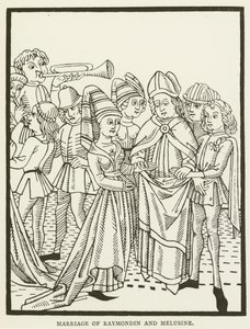 Ślub Raymondina i Melusine (rycina) autorstwa (after) English School