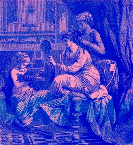 Rzymska dama w toalecie, ilustracja z „Ilustrowanej historii świata”, wydana ok. 1880 r. (obraz ulepszony cyfrowo)