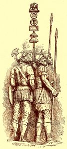 Żołnierze rzymscy, ilustracja do „Historii Anglii” H.O. Arnold-Forstera, opublikowana w 1897 r. (obraz ulepszony cyfrowo) autorstwa (after) English School