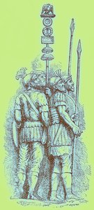 Żołnierze rzymscy, ilustracja do „Historii Anglii” H.O. Arnold-Forstera, opublikowana w 1897 r. (obraz ulepszony cyfrowo) autorstwa (after) English School