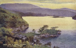Upper Lake and Islands, Killarney, przez Holyhead i Dublin (zdjęcie kolorowe) autorstwa (after) English photographer