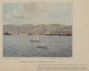 Statki bojowe na Toulon Piers (kolorowe zdjęcie) autorstwa (after) French Photographer