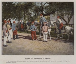 Szkoła jeźdźca na koniu (kolorowe zdjęcie) autorstwa (after) French Photographer