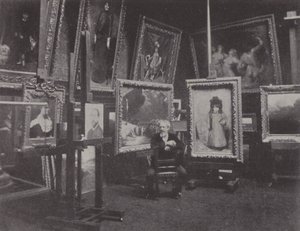 Francuski malarz Carolus-Duran w swoim studio (zdjęcie czarno-białe) autorstwa (after) French Photographer