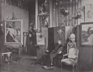 Francuski malarz Pascal Dagnan-Bouveret w swoim studio (zdjęcie czarno-białe)