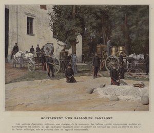 Nadmuchiwanie balonu w polu (kolorowe zdjęcie) autorstwa (after) French Photographer