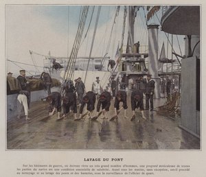 Mycie pokładu (kolorowe zdjęcie) autorstwa (after) French Photographer