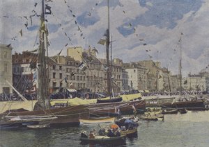 Le Havre, Baseny na wakacjach (kolorowe zdjęcie) autorstwa (after) French Photographer