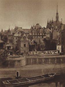 Palais de Justice, widziany z Quai des Orfevres w 1862 roku (zdjęcie czarno-białe) autorstwa (after) French Photographer