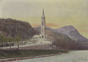 Lourdes, Bazylika (kolorowe zdjęcie) autorstwa (after) French Photographer