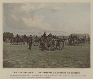 Zakładanie baterii, Kesony idą z tyłu (kolorowe zdjęcie) autorstwa (after) French Photographer