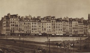Quai Le Pelletier około 1855 r., obecnie część Quai de Gesvres (zdjęcie czarno-białe) autorstwa (after) French Photographer