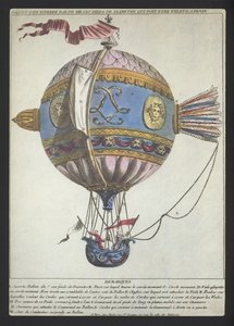 Projekt balonu o średnicy 120 stóp do wznoszenia się z Dijon (kolorowy grawerunek) autorstwa (after) French School